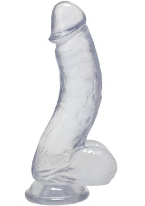 Crystal Jellies Curved Realistic Cock with Balls 7In - Clear