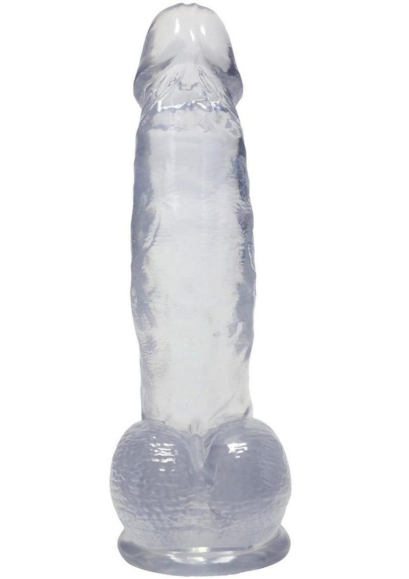 Crystal Jellies Curved Realistic Cock with Balls 7In - Clear - Image 3