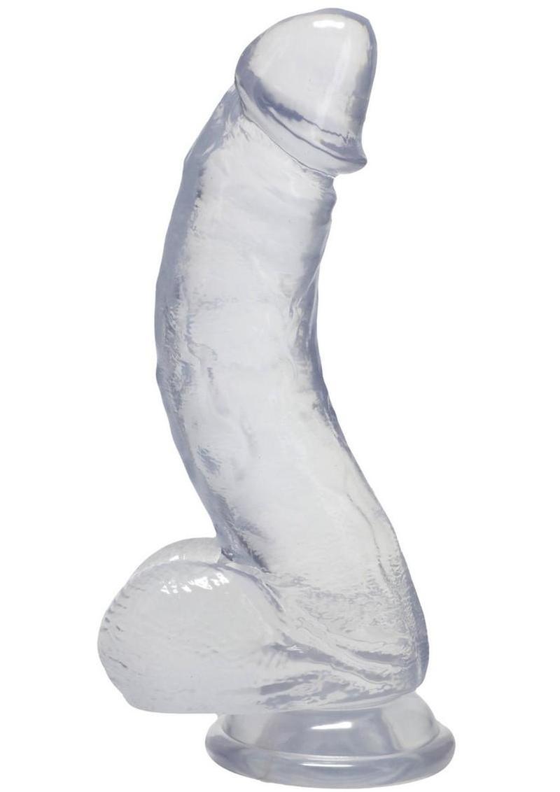 Crystal Jellies Curved Realistic Cock with Balls 7In - Clear - Image 4