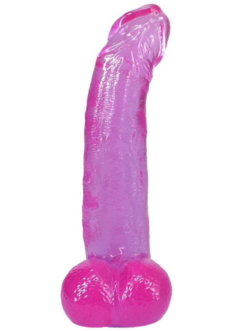 Crystal Jellies Curved Realistic Cock with Balls 8In - Purple - Image 3