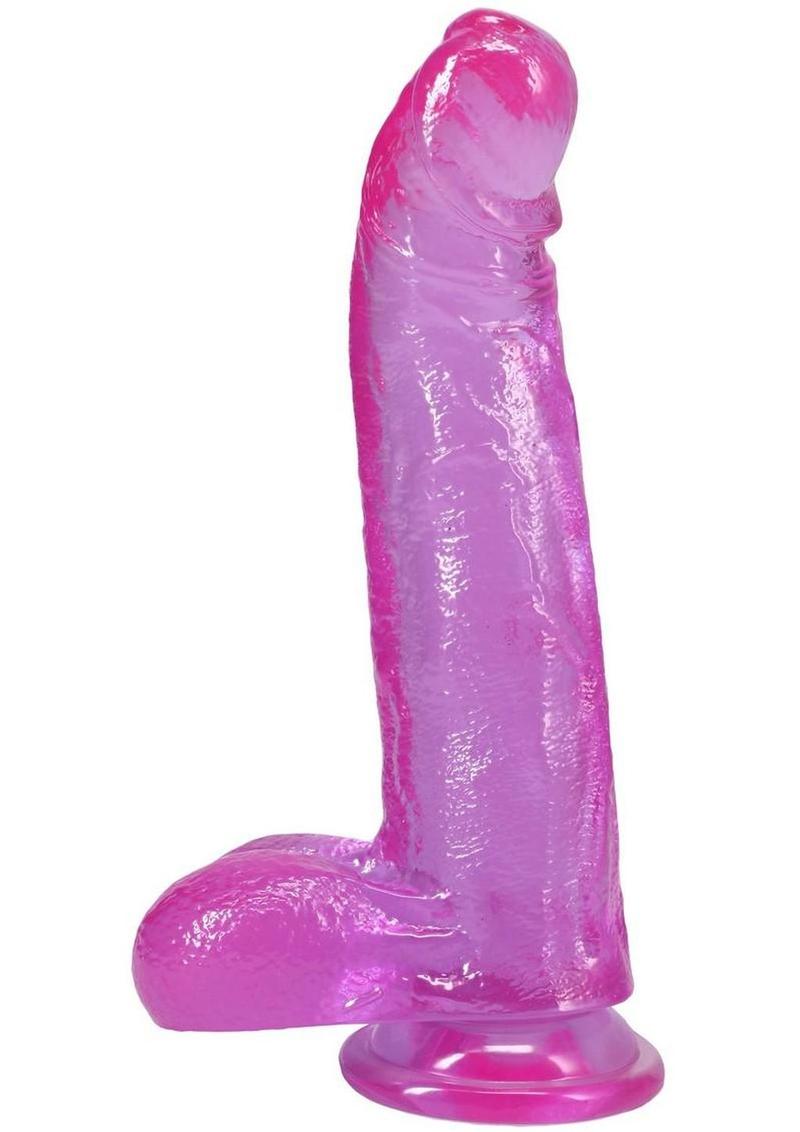 Crystal Jellies Curved Realistic Cock with Balls 8In - Purple - Image 4