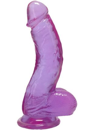 Crystal Jellies Curved Realistic Cock with Balls 7In - Purple