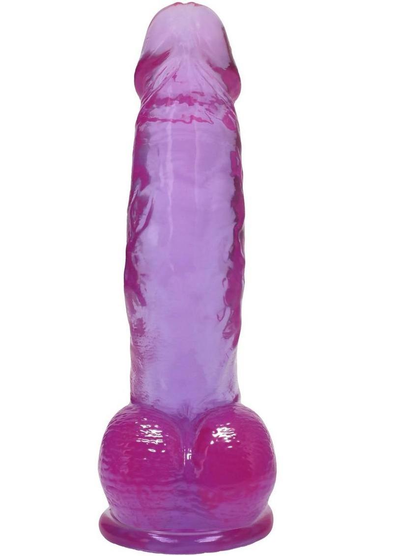 Crystal Jellies Curved Realistic Cock with Balls 7In - Purple - Image 3