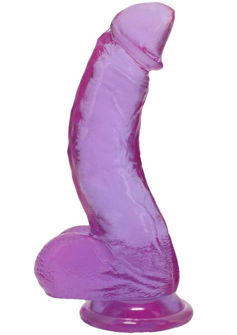 Crystal Jellies Curved Realistic Cock with Balls 7In - Purple - Image 4