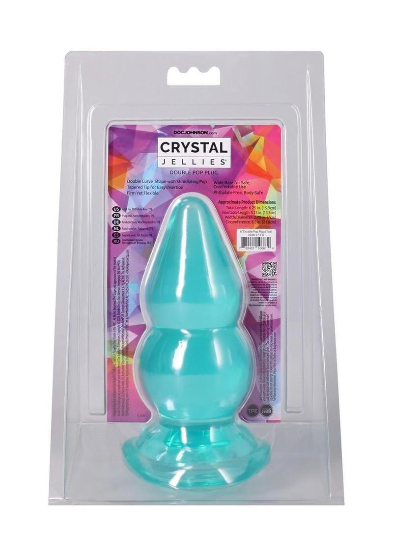 Crystal Jellies Double Pop Plug 6In - Teal - Image 4