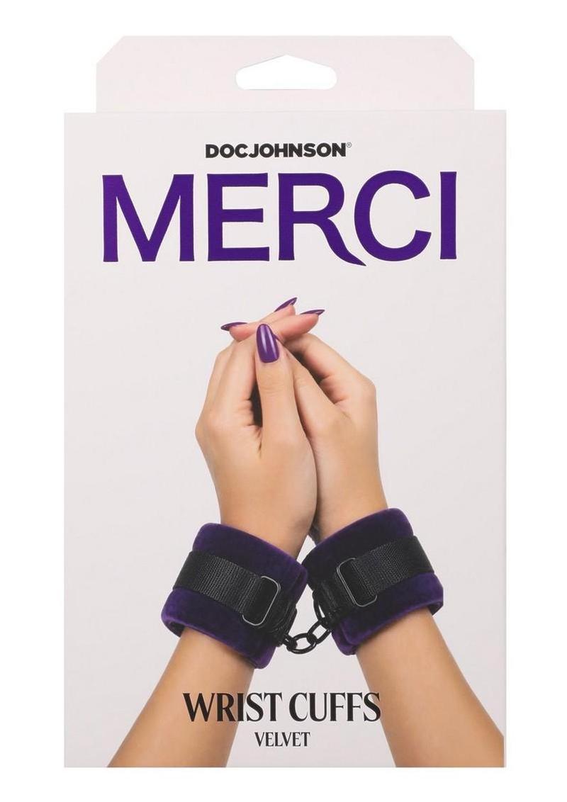 Merci Velvet Wrist Cuffs - Purple/Black