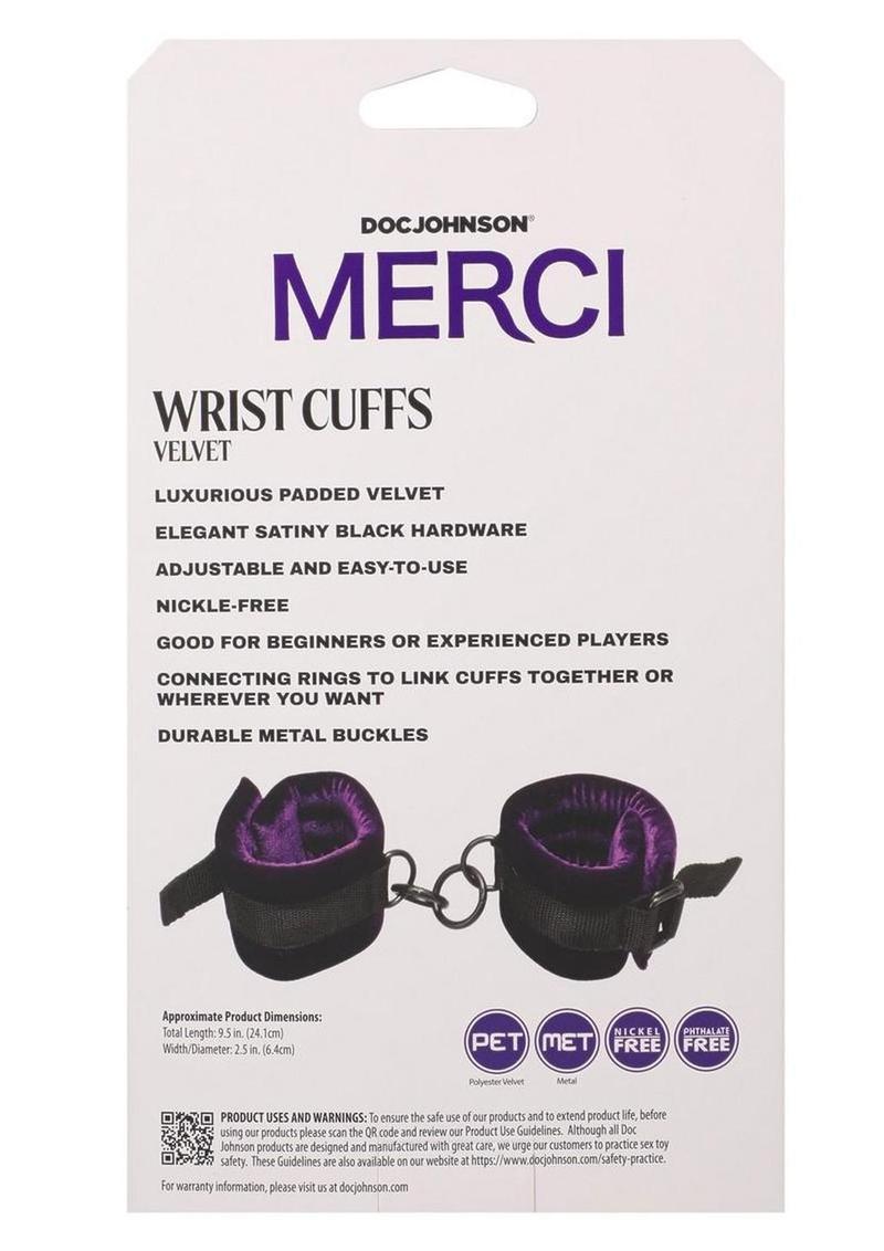 Merci Velvet Wrist Cuffs - Purple/Black - Image 4