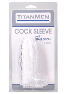TitanMen Cock Sleeve with Ball Strap 5In - Clear