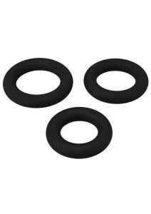 TitanMen Silicone Cushioned Cock Ring Set (3 Piece) - Black