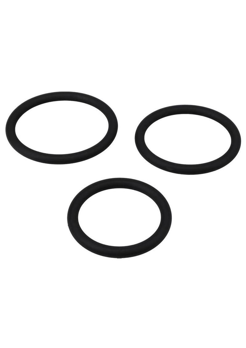 TitanMen Slim Silicone Cock Ring Set (3 Piece) - Black