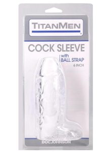 TitanMen Cock Sleeve with Ball Strap 6In - Clear