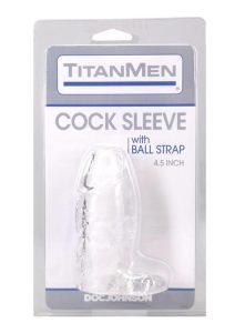 TitanMen Cock Sleeve with Ball Strap 4.5In - Clear