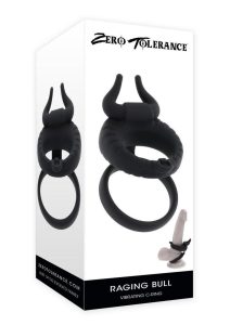 Zero Tolerance Raging Bull Rechargeable Silicone Dual Cock Ring - Black
