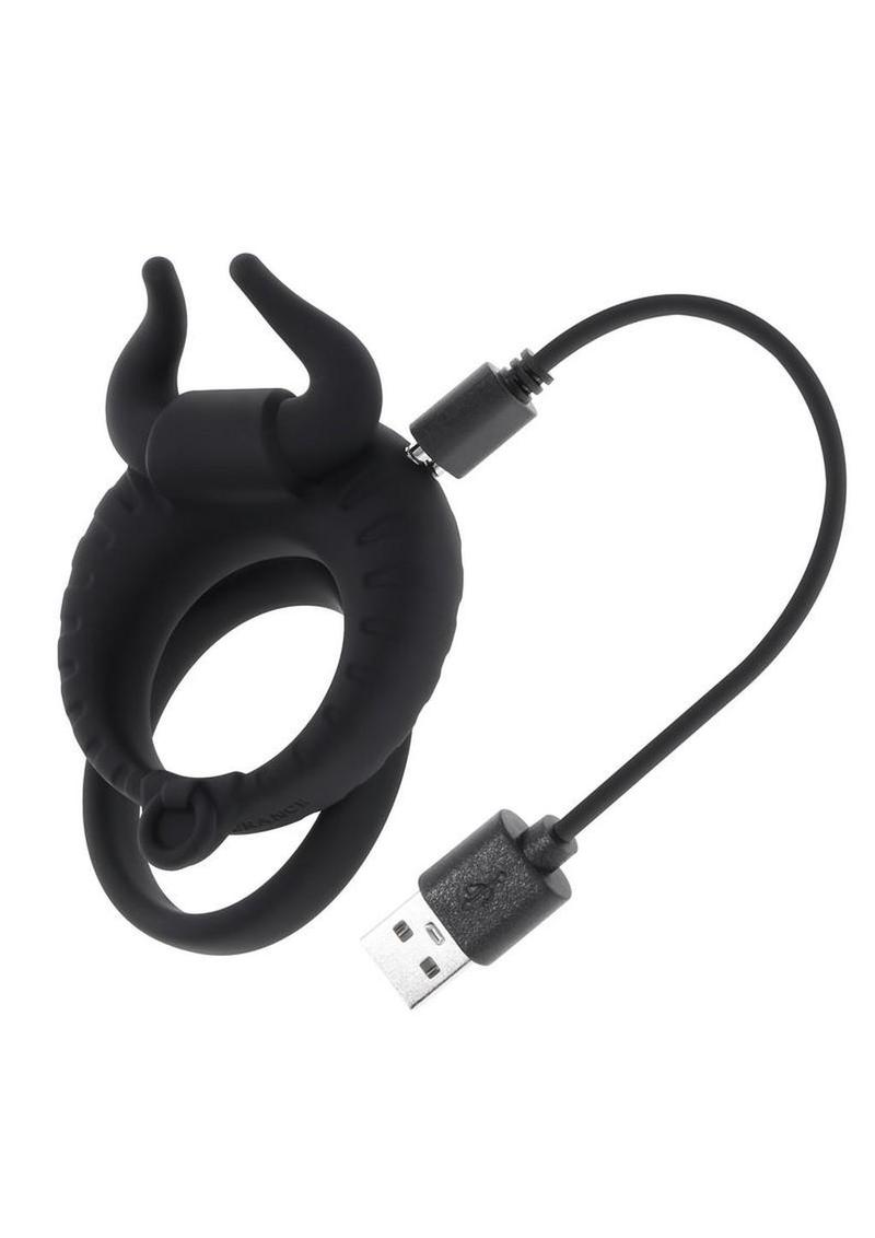 Zero Tolerance Raging Bull Rechargeable Silicone Dual Cock Ring - Black - Image 3