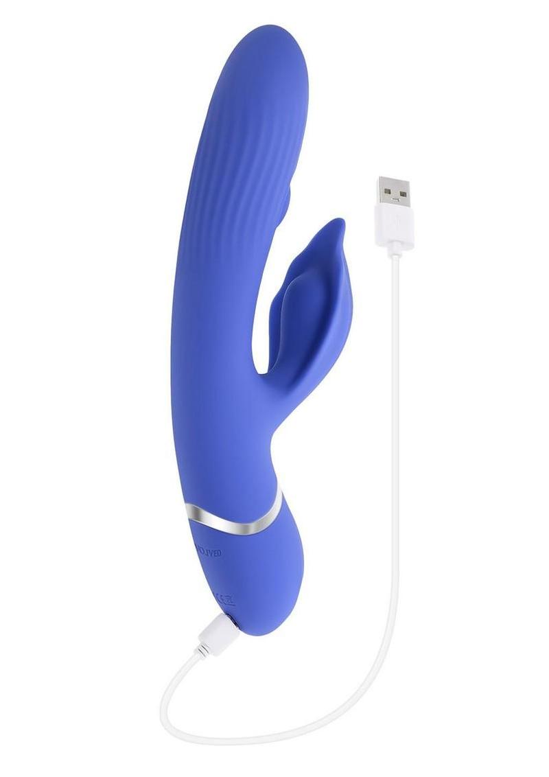 Shudder Rechargeable Silicone Triple Motor Vibrator with Stimulator - Blue - Image 4
