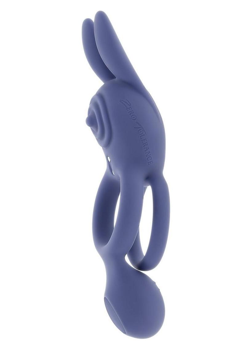 Zero Tolerance Naughty Bunny Rechargeable Silicone Vibrating Rabbit Cock Ring - Purple - Image 3