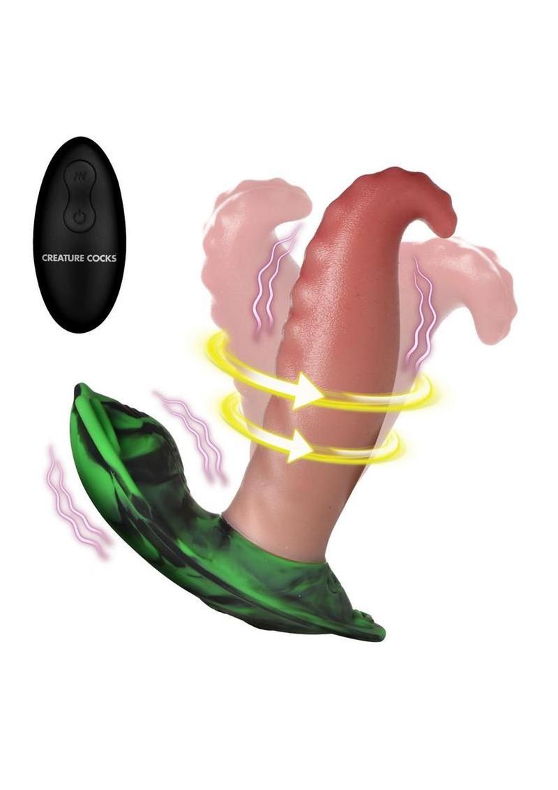 Creature Cocks Tongue Twister Rechargeable Silicone Panty Vibe Tongue Harness with Remote - Multicolor - Image 3