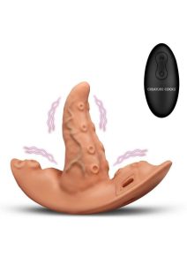Creature Cocks Tenta Kiss Rechargeable Silicone Panty Vibe Tongue Harness with Remote - Vanilla/Black