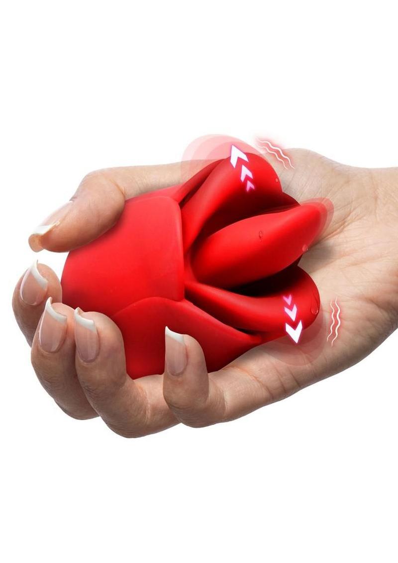 Boomgasm Petal Kiss Rechargeable Silicone Kissing and Licking Vibrator - Red - Image 3