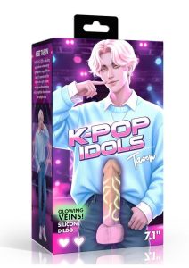 K Pop Taeon Glow in the Dark Silicone Dildo with Balls - Vanilla