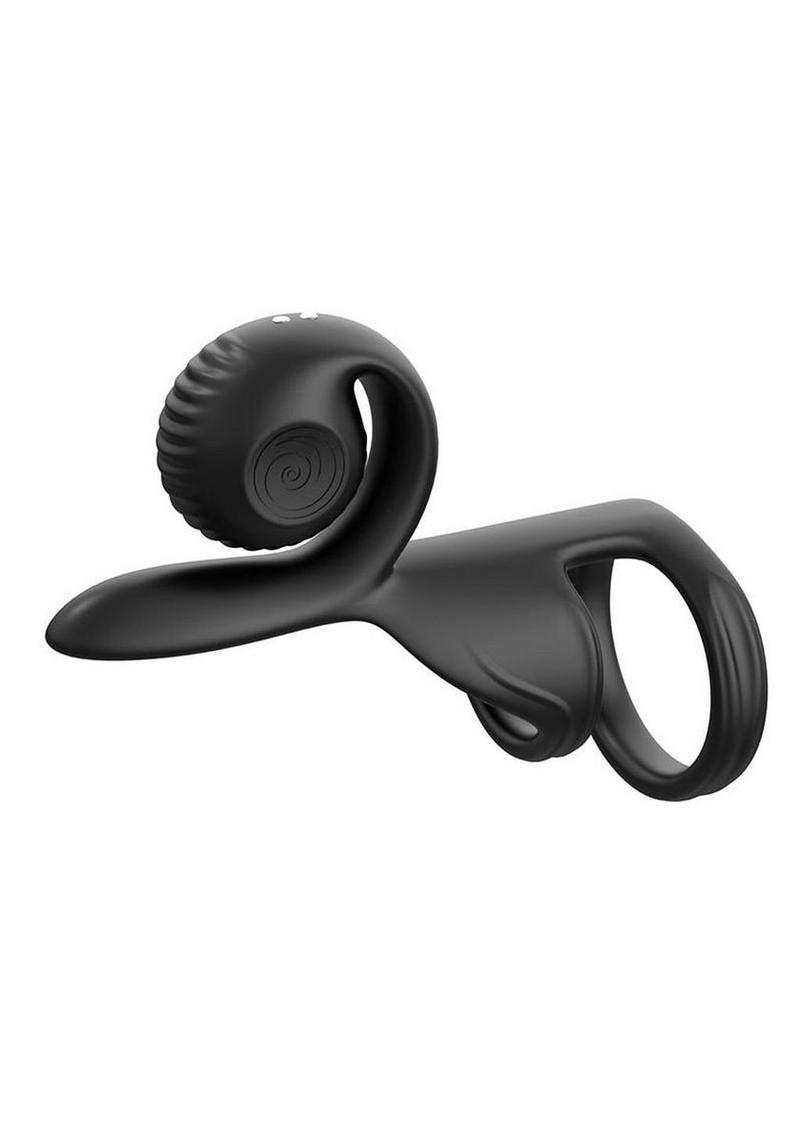 SVibe Snail JOVI Rechargeable Silicone Couples Cock Ring with Remote Control - Black