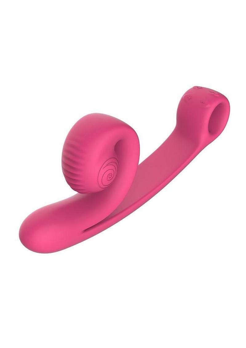 SVibe Snail CURVE Rechargeable Silicone Vibrator with Clitoral Stimulator - Pink - Image 3