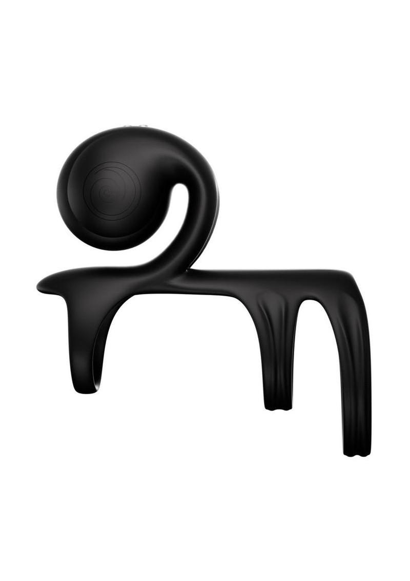 SVibe Snail JOVI Arc Rechargeable Silicone Couples Triple Cock Ring with Remote Control - Noir Haze - Image 3