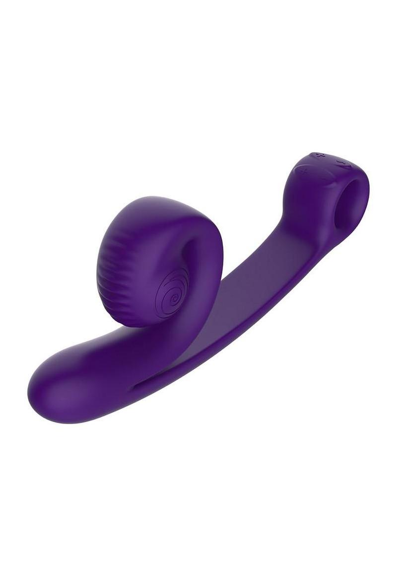SVibe Snail CURVE Rechargeable Silicone Vibrator with Clitoral Stimulator - Purple - Image 3