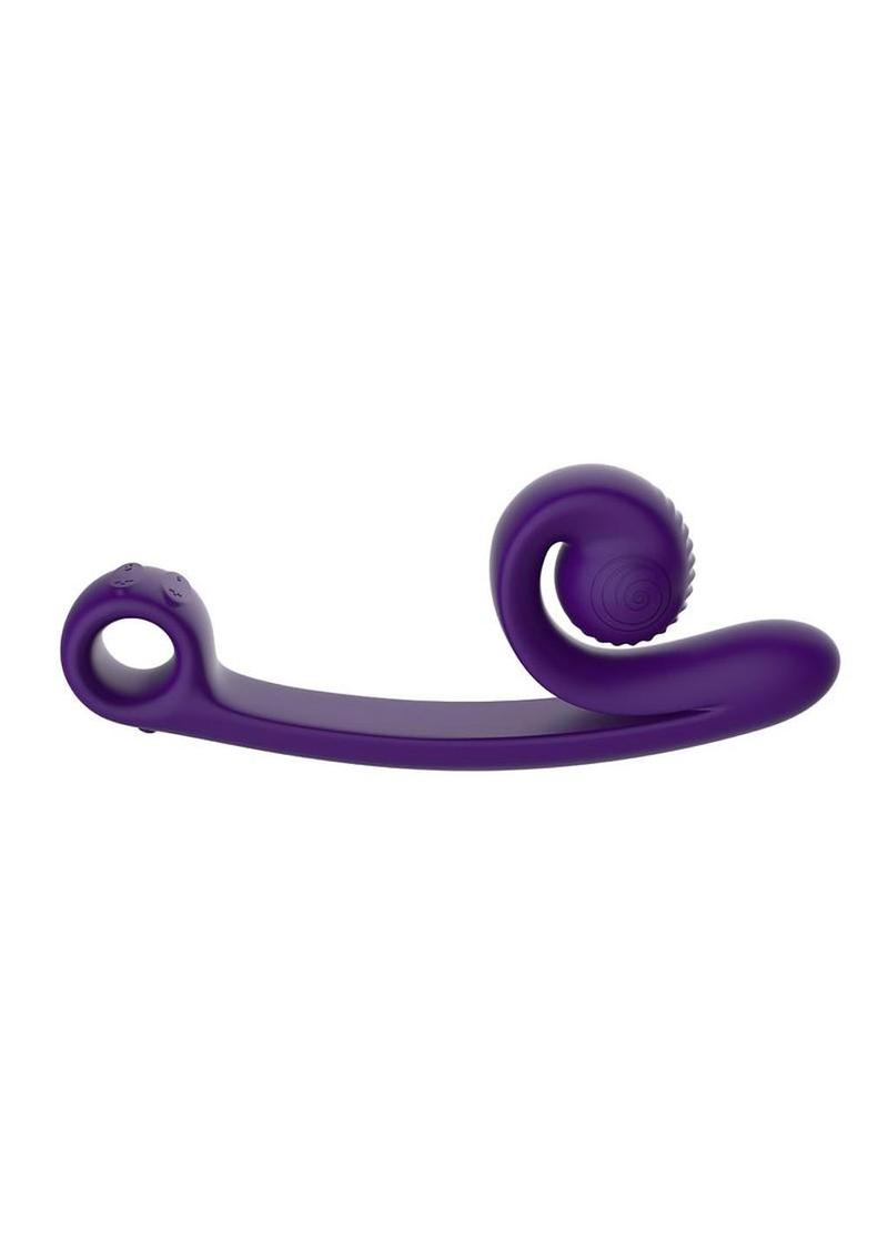 SVibe Snail CURVE Rechargeable Silicone Vibrator with Clitoral Stimulator - Purple - Image 4