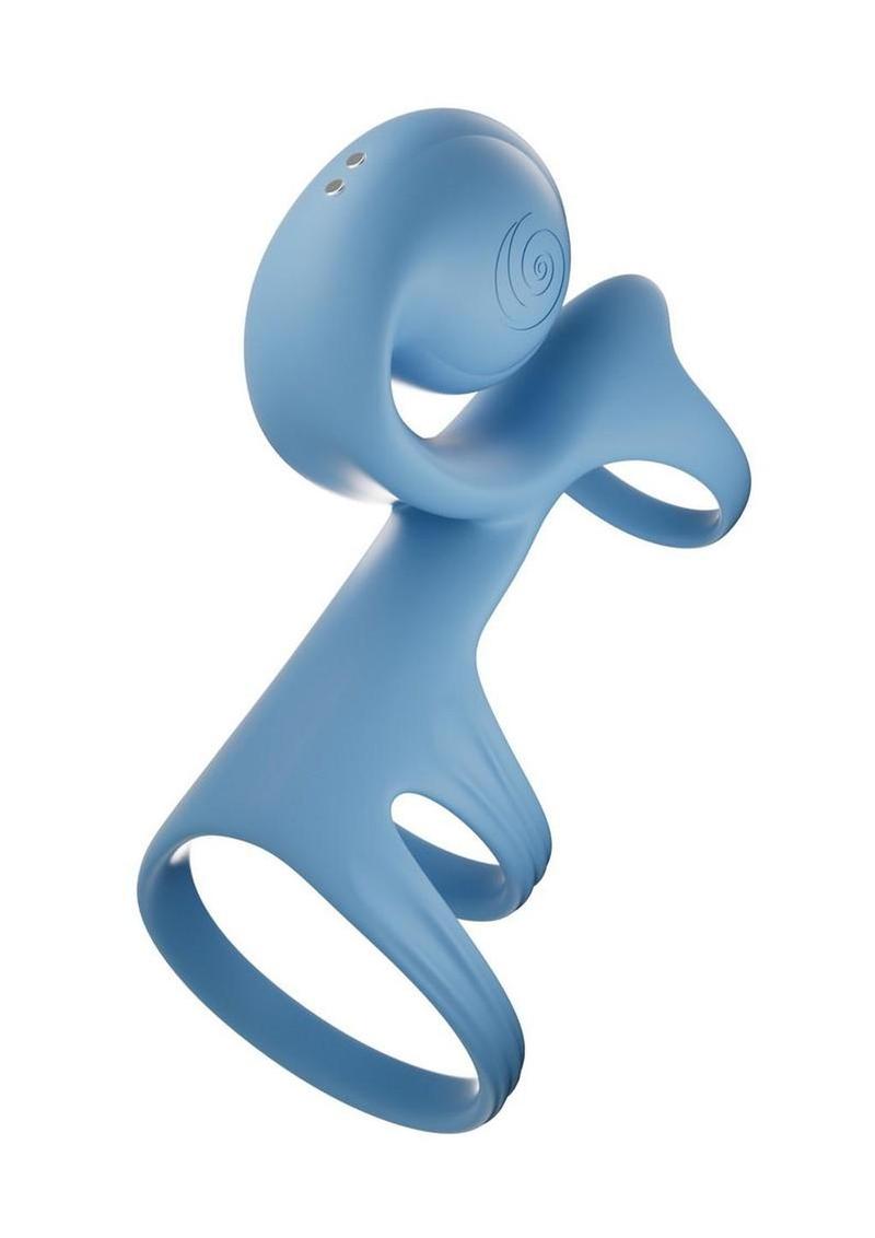 SVibe Snail JOVI Arc Rechargeable Silicone Couples Triple Ring with Remote - Blue Haze