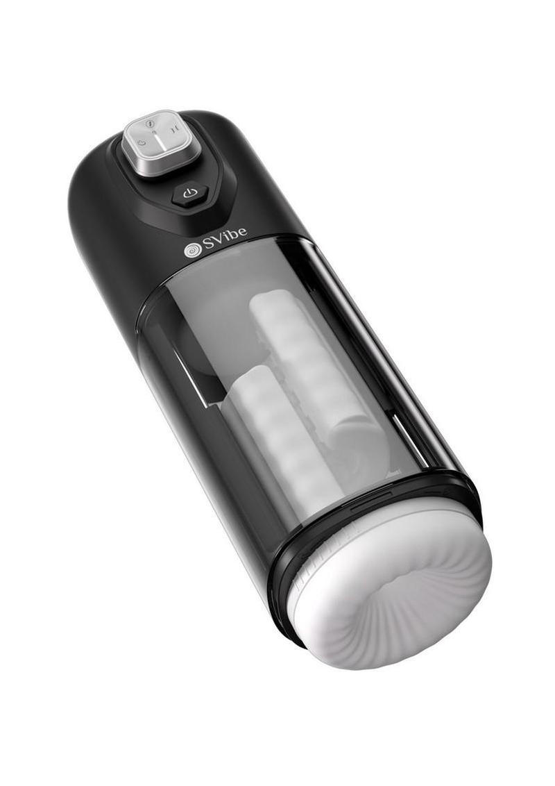 SVibe Ikon VOLT Rechargeable Custom Vibrating Heating Masturbator - Clear/Black - Image 3