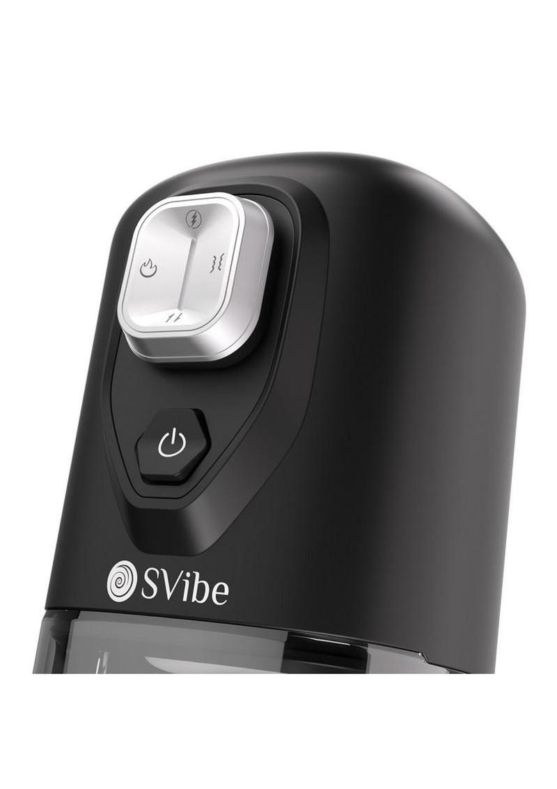 SVibe Ikon VOLT Rechargeable Custom Vibrating Heating Masturbator - Clear/Black - Image 4