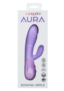 Aura Rotating Ripple Rechargeable Silicone Dual Massager - Purple