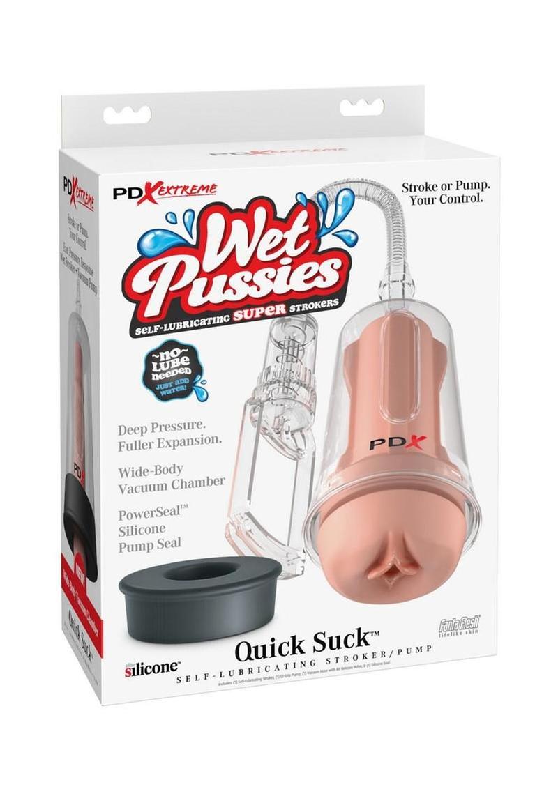 PDX Extreme Wet Pussies Self Lubricating Pump System Deep Suck - Vanilla/Clear