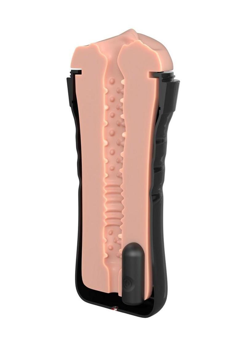 PDX Extreme Wet Pussies Super Luscious Lips Control Freak Self Lubricating Vibrating Stroker with Remote - Pussy - Vanilla - Image 3