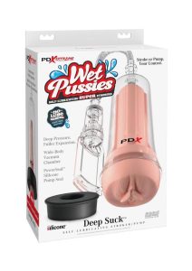 PDX Extreme Wet Pussies Pump System Deep Suck Self Lubricating Stroker - Vanilla/Clear
