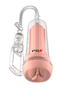 PDX Extreme Wet Pussies Pump System Deep Suck Self Lubricating Stroker - Vanilla/Clear