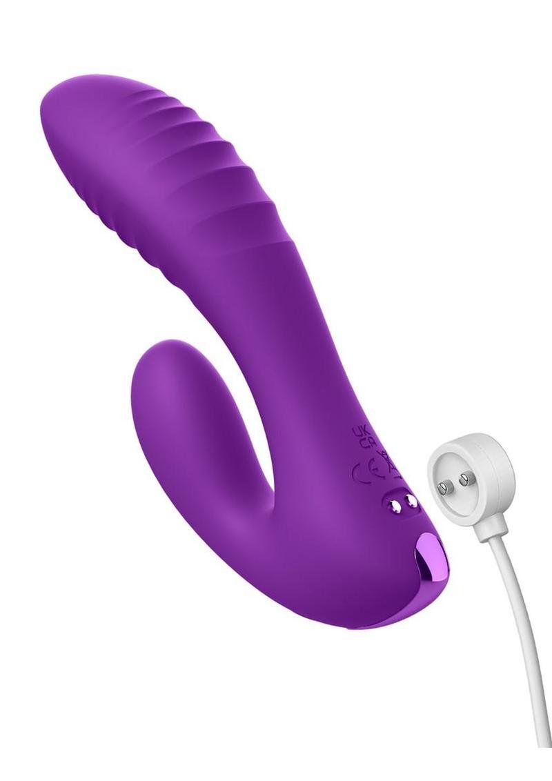 Fantasy For Her Secret Lover Rechargeable Silicone Vibrator with Stimulator - Purple - Image 3