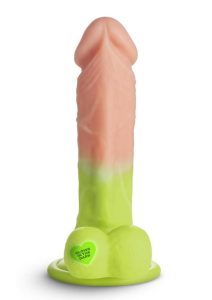 K Pop Reiven Glow in the Dark Silicone Dildo with Balls - Vanilla