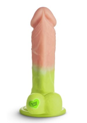 K Pop Reiven Glow in the Dark Silicone Dildo with Balls - Vanilla