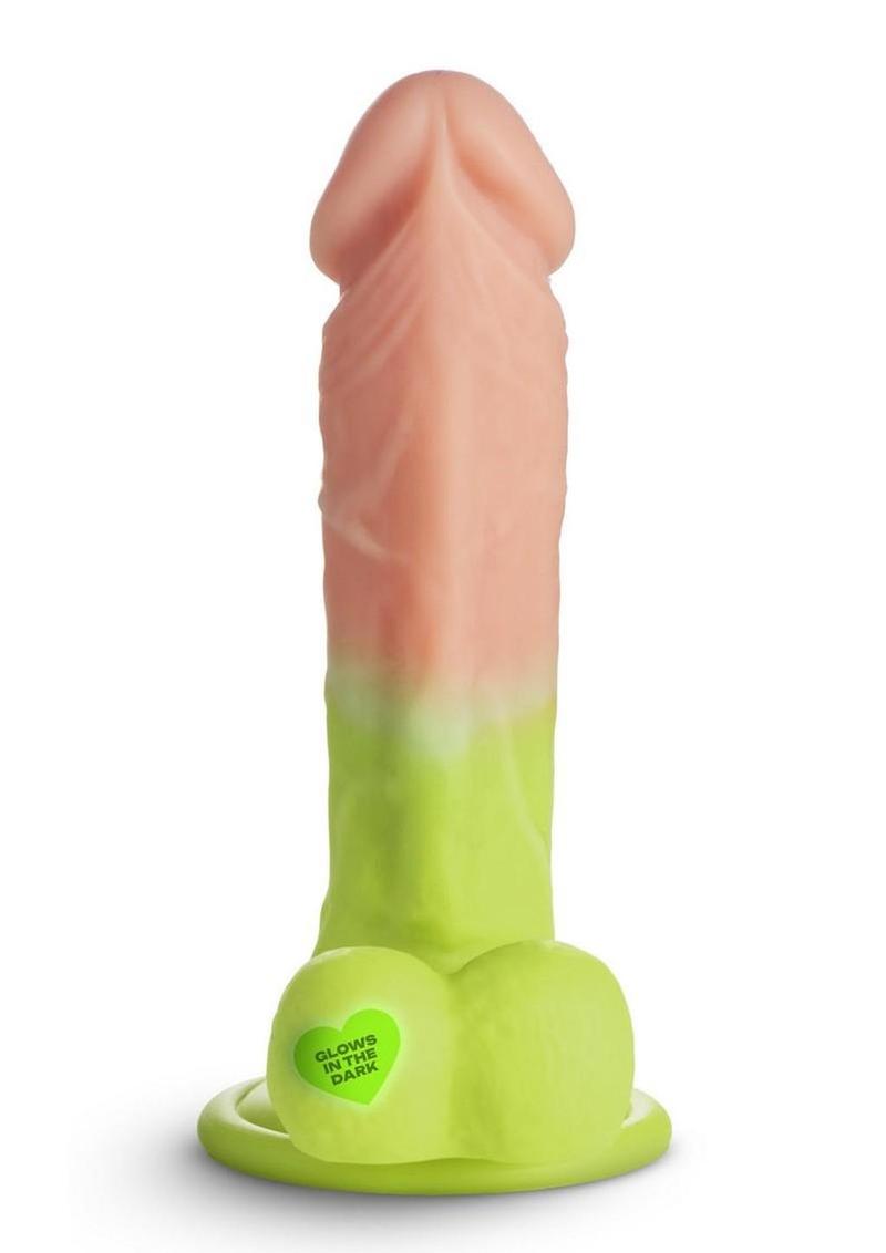 K Pop Reiven Glow in the Dark Silicone Dildo with Balls - Vanilla