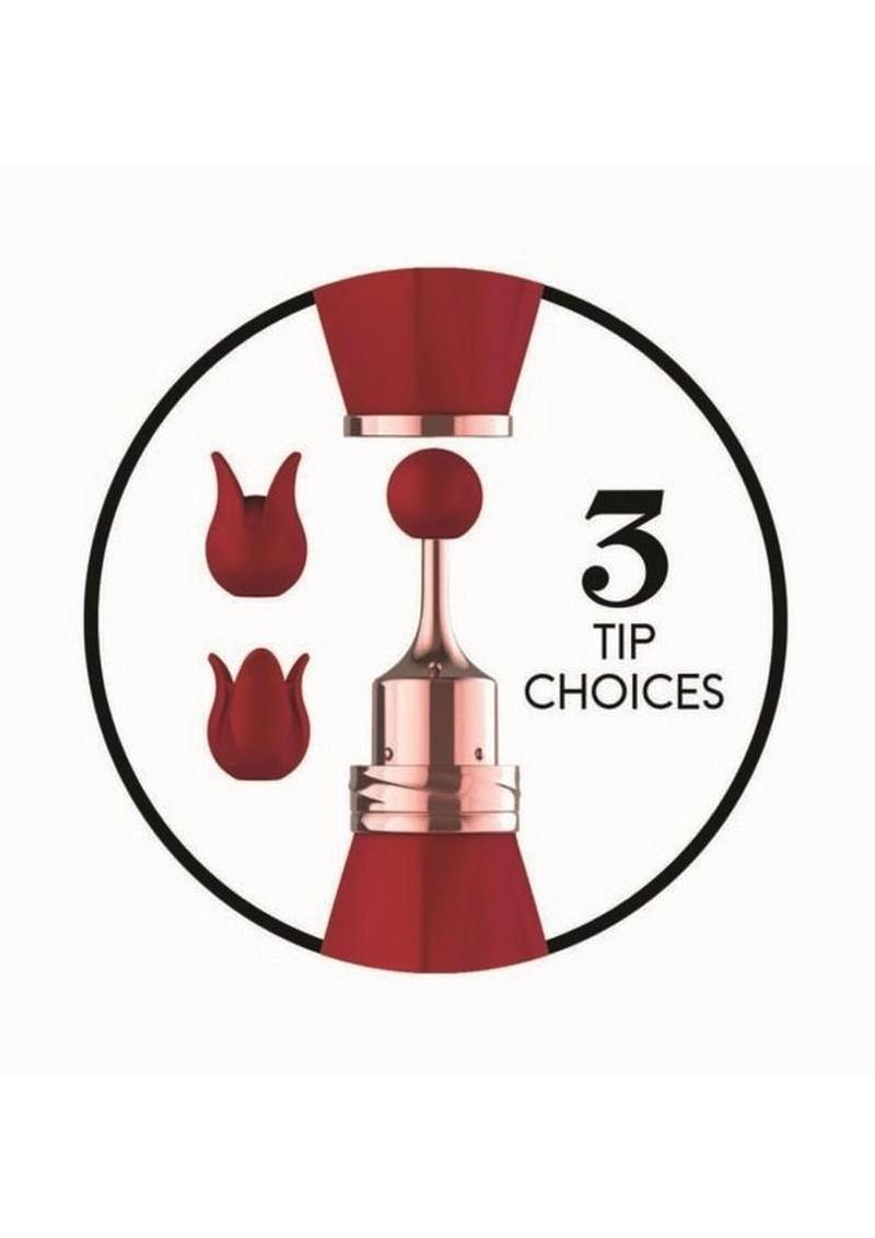 Gold Glam Tri-Tip Silicone Rechargeable Vibrator - Red/Gold - Image 4