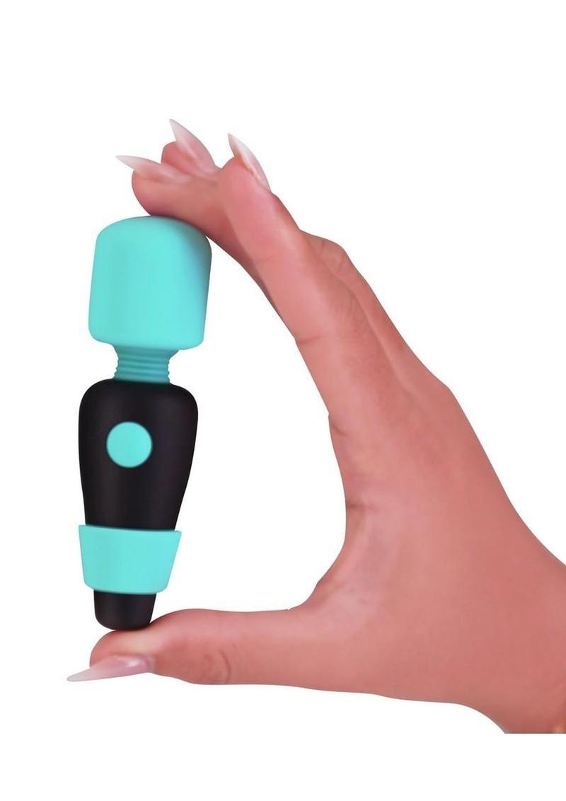 PalmPower Pocket Rechargeable Silicone Mini Wand Massager - Teal - Image 3