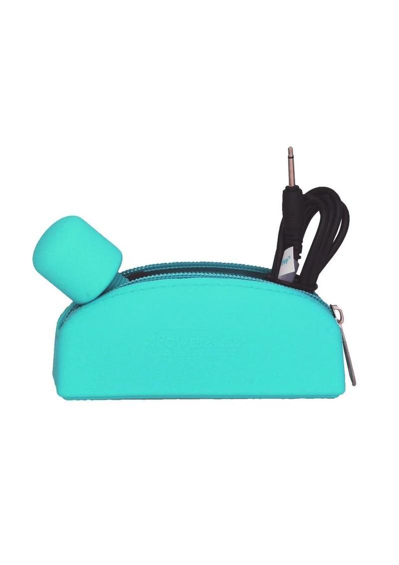 PalmPower Pocket Rechargeable Silicone Mini Wand Massager - Teal - Image 4
