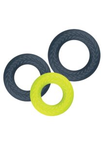 LUX Active Core Silicone Stamina Rings (3 Pack) - Navy/Green