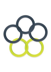 LUX Active Core Silicone Stamina Rings (5 Pack) - Navy/Green