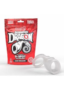 Screamin` Dragon Luck Dragon G-Spot Silicone Texture Cock Ring - Clear