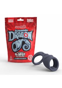 Screamin` Dragon Storm Dragon G-Spot Silicone Texture Cock Ring - Blue