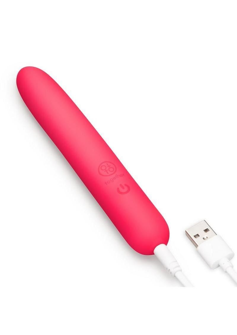 Together Slim Ladyfinger Silicone Rechargeable Vibrator - Pink - Image 3