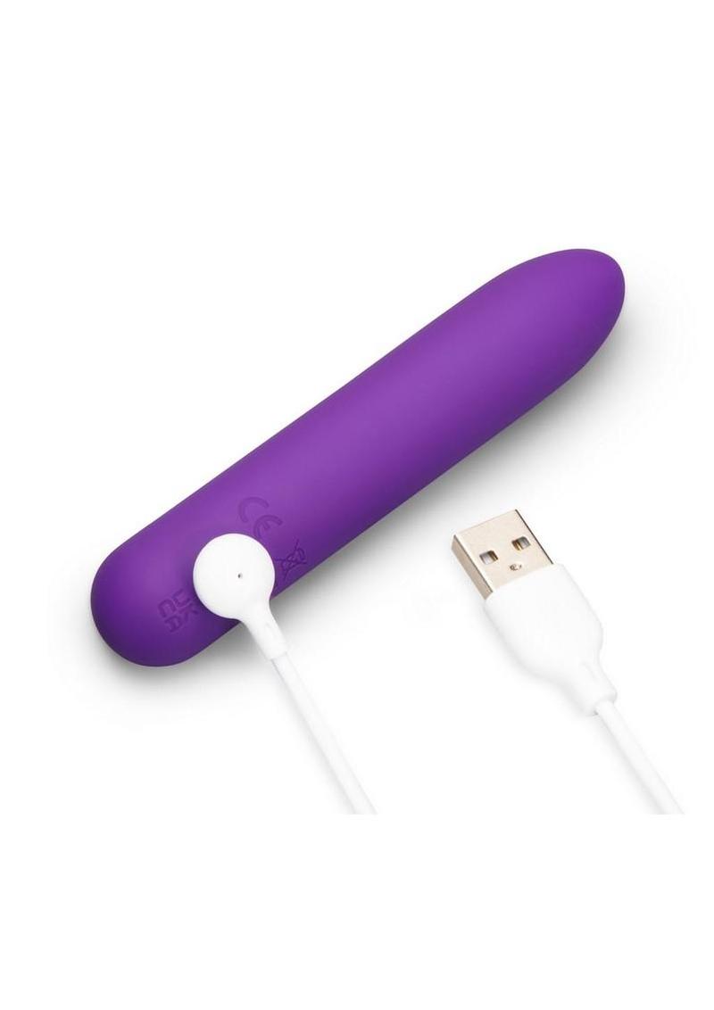 Together Tip Pointy Bullet Silicone Rechargeable Vibrator 4in - Purple - Image 4